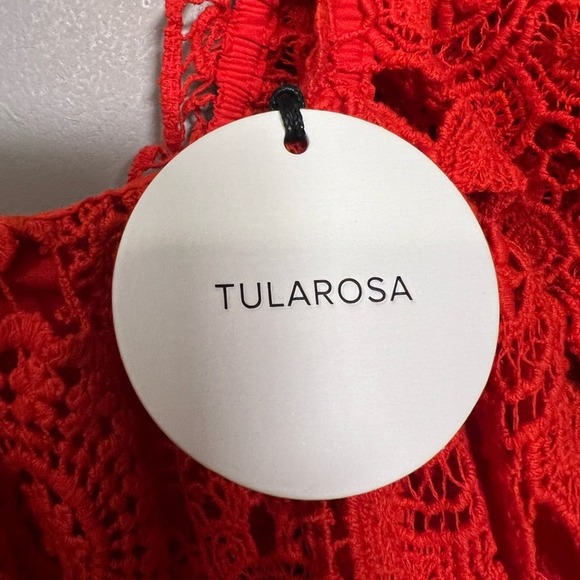 NWT Tularosa Amelia Red Lace Crochet Cropped Off The Shoulder Blouse Top M - Picture 11 of 12